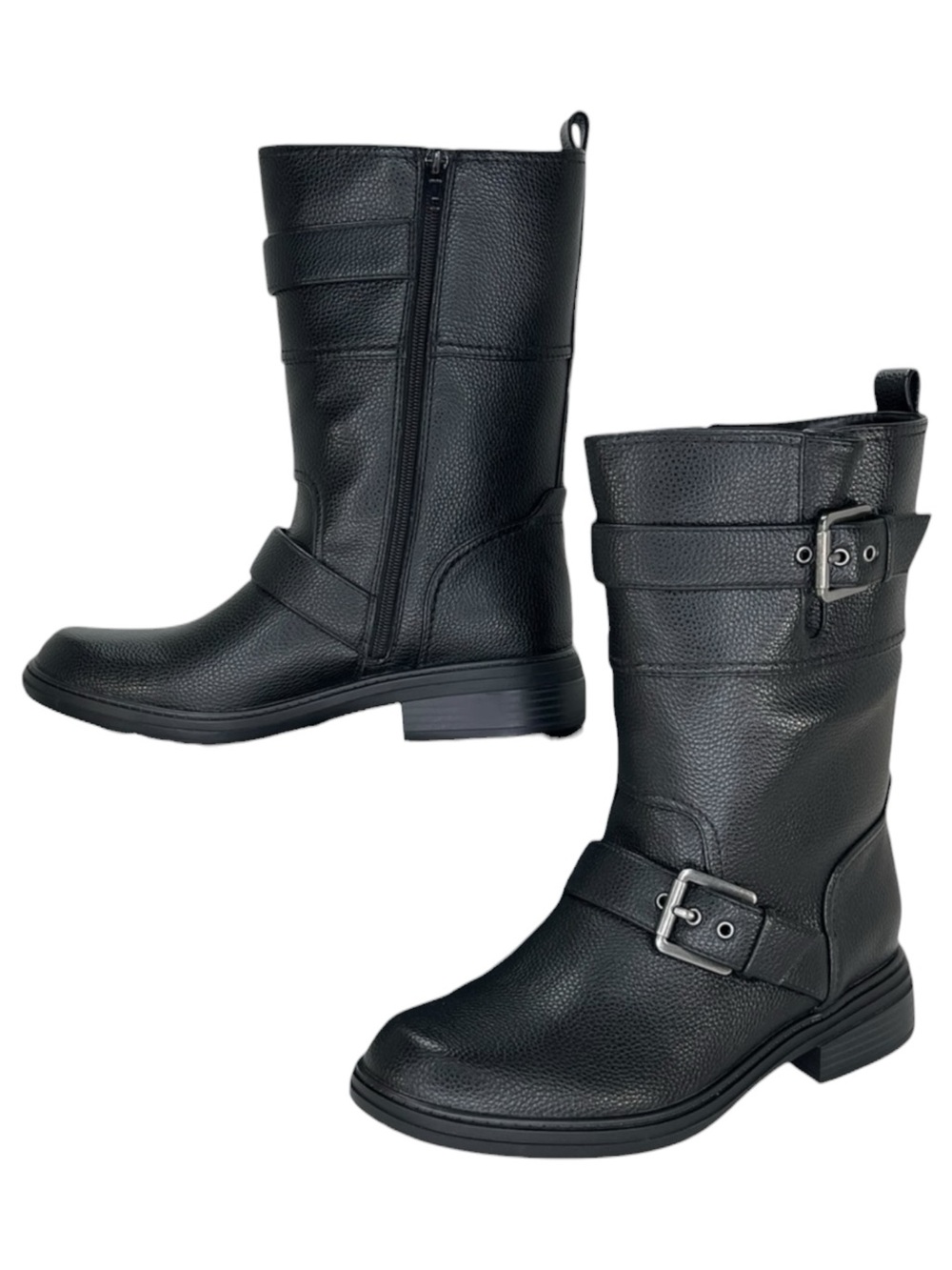 Naturalizer Latoya Black Pebbled Faux Leather Mid Calf Womens Boots Size 9W - Picture 2 of 12